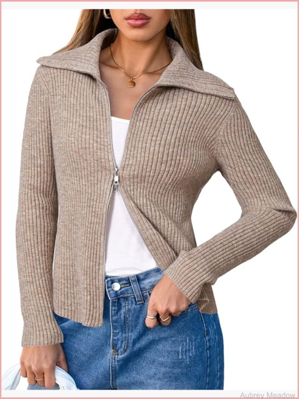 Wool Blend Zip Up Cardigan Sweater, Fall Fashion